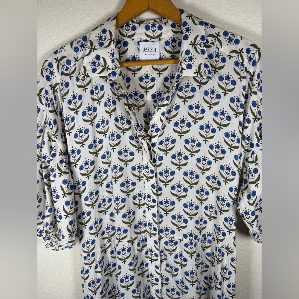 Misa Los Angeles Daniela Floral Maxi Puff Sleeves Button Front S Cottagecore - Picture 8 of 12